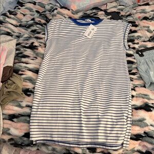 LA MIEL Blue and White Striped Mini Dress